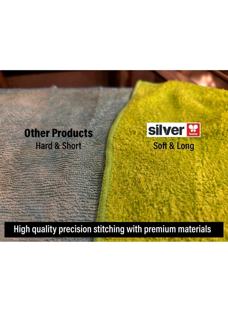 الصفحة الرئيسية الفضية منشفة تنظيف وتجفيف احترافية كبيرة من الألياف الدقيقة ٤٠×٤٠ سم [16x16بوصة] | صنع في تركيا | خياطة دقيقة متينة بنسيج ذكي | منشفة تيري فائقة النعومة والامتصاص | قابلة لإعادة الاستخدام وصديقة للبيئة | عبوة من ١٠ قطع - Image 3